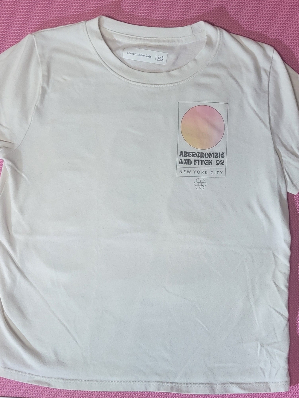 abercrombie kids White Short Sleeve Tee with Pastel Gradient Sun